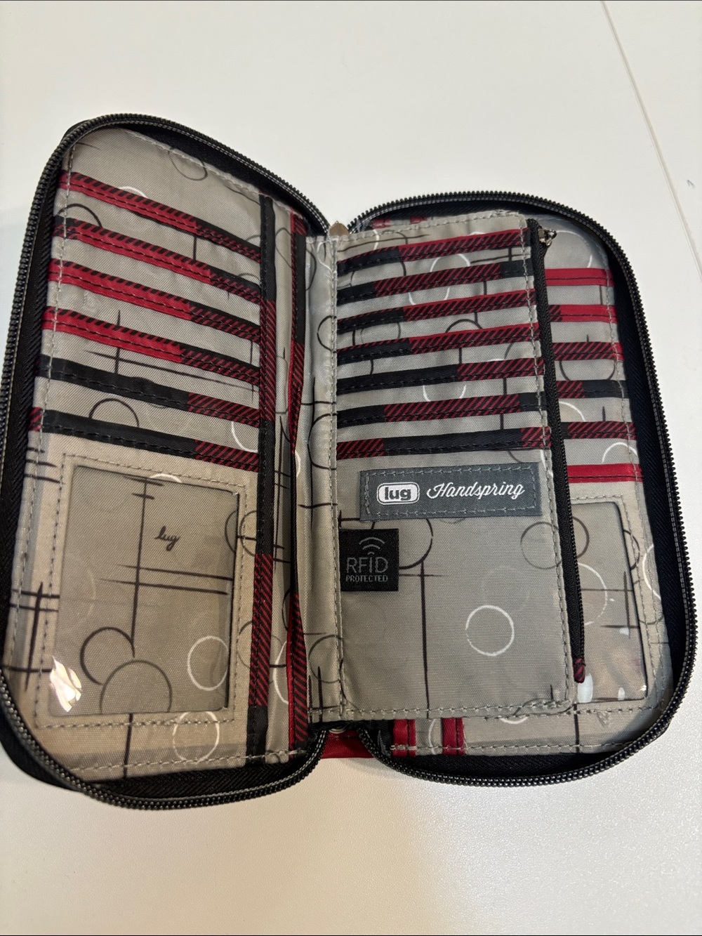 lug Handspring Red and Black Quilted Checkered Zip Wallet - Picture 4 of 8